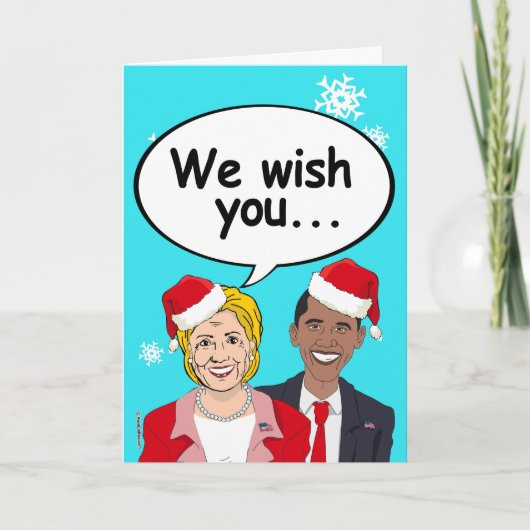 Hillary en Obama Kerstmis Kaart - We wensen u Ame (Voorkant)