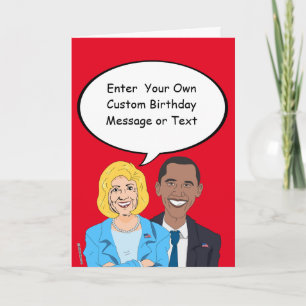 Hillary en Obama Verjaardag Kaart - Pas je M aan