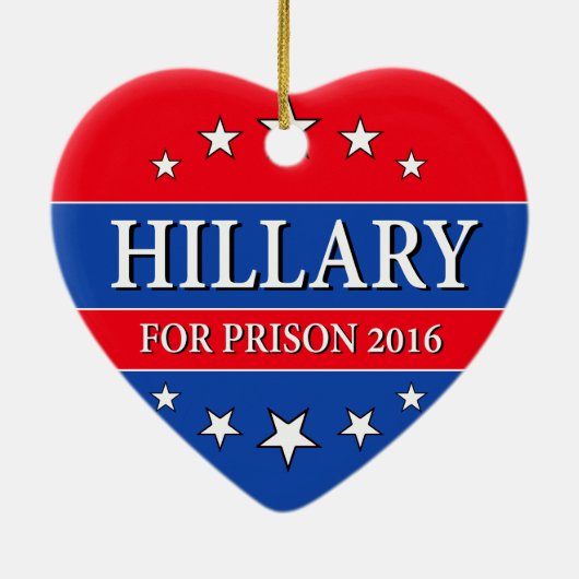 "HILLARY FOR PRISON 2016" KERAMISCH ORNAMENT (Achterkant)