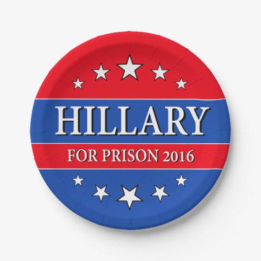 "HILLARY FOR PRISON 2016" PAPIEREN BORDJE (Voorkant)