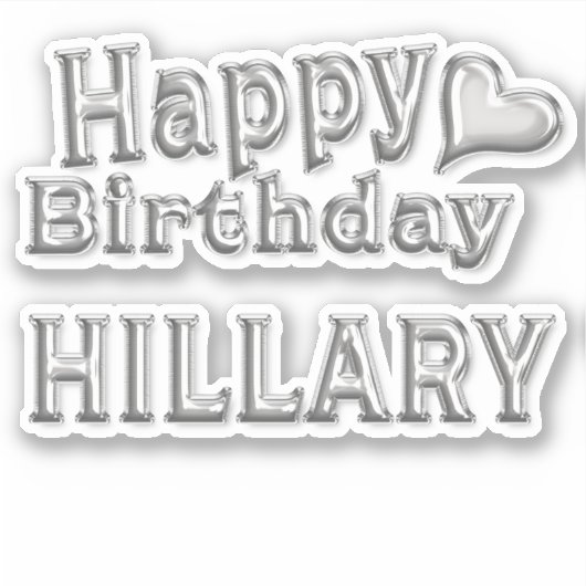 Hillary Happy Birthday silver Aufkleber Sticker (Voorkant)