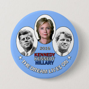 Hillary, JFK en RFK Ronde Button 7,6 Cm