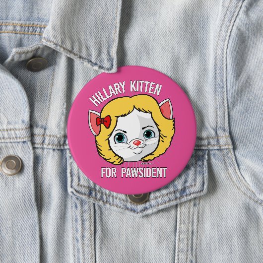 Hillary Kitten voor Pawsident Ronde Button 4,0 Cm (In situ)