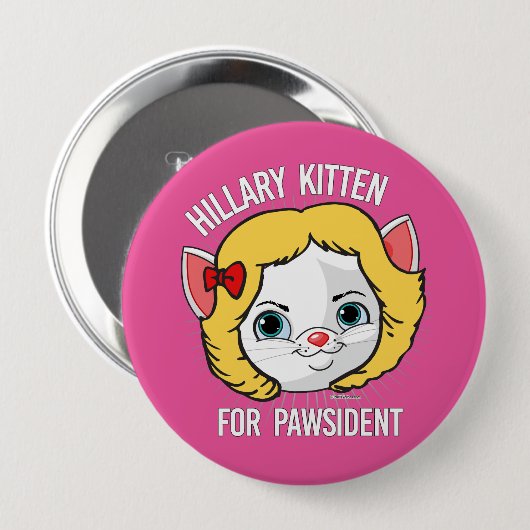 Hillary Kitten voor Pawsident Ronde Button 4,0 Cm (Voorkant /achterkant)
