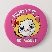 Hillary Kitten voor Pawsident Ronde Button 4,0 Cm (Voorkant)