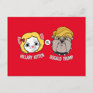 Hillary Kitten vs Dogald Trump - Cartoon voor verk Briefkaart