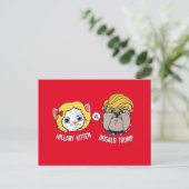 Hillary Kitten vs Dogald Trump - Verkiezing Cartoo Briefkaart (Staand voorkant)