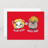 Hillary Kitten vs Dogald Trump - Verkiezing Cartoo Briefkaart (Voorkant / Achterkant)