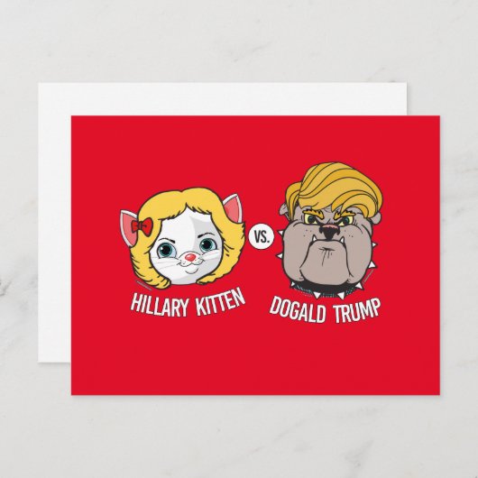 Hillary Kitten vs Dogald Trump - Verkiezing Cartoo Briefkaart (Voorkant / Achterkant)