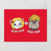 Hillary Kitten vs Dogald Trump - Verkiezing Cartoo Briefkaart (Voorkant)