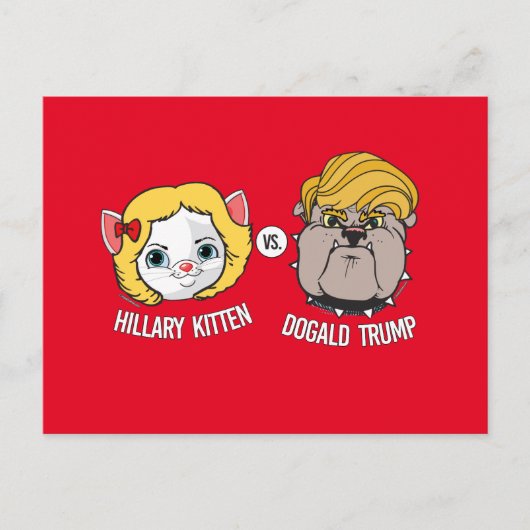 Hillary Kitten vs Dogald Trump - Verkiezing Cartoo Briefkaart (Voorkant)