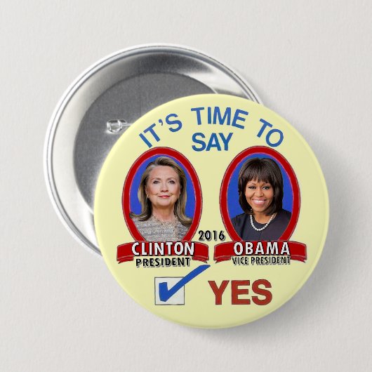 Hillary & Michelle in 2016 Ronde Button 7,6 Cm (Voorkant /achterkant)