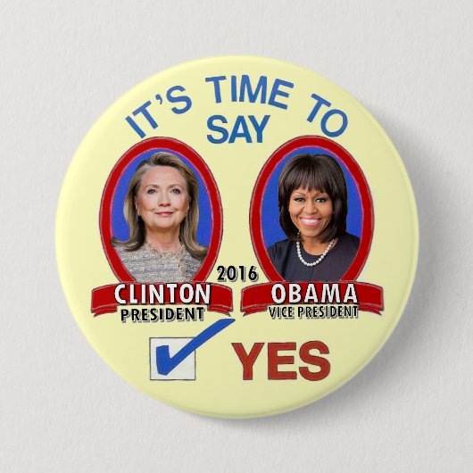 Hillary & Michelle in 2016 Ronde Button 7,6 Cm (Voorkant)