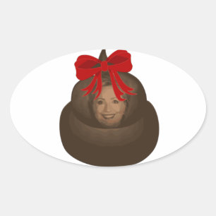 Hillary Poop Ovale Sticker