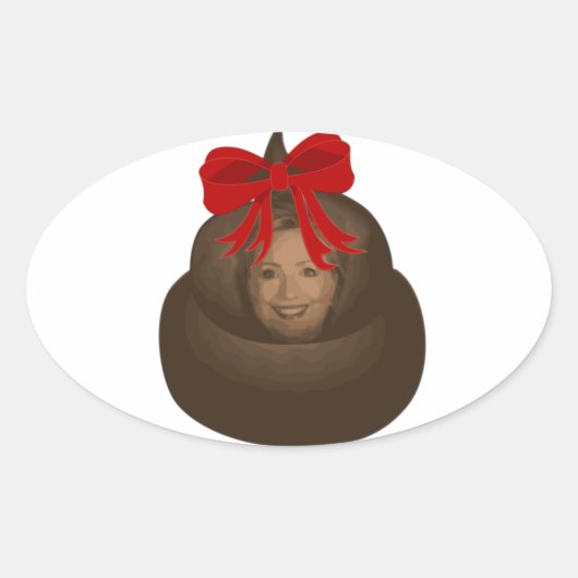 Hillary Poop Ovale Sticker (Voorkant)