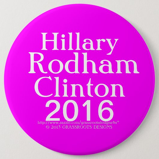 Hillary Rodham Clinton 2016 Ronde Button 6,0 Cm (Voorkant)