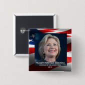 Hillary Rodham Clinton President van de Verenigde  Vierkante Button 5,1 Cm (Voorkant /achterkant)