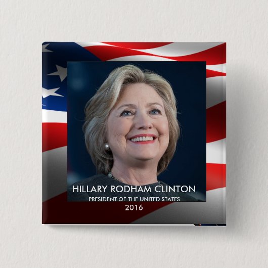 Hillary Rodham Clinton President van de Verenigde  Vierkante Button 5,1 Cm (Voorkant)