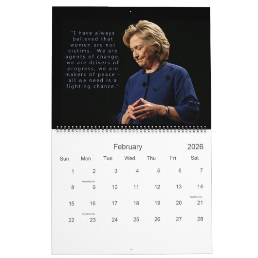 Hillary Rodham Clinton Wereldwijde positie van vro Kalender (Feb 2026)