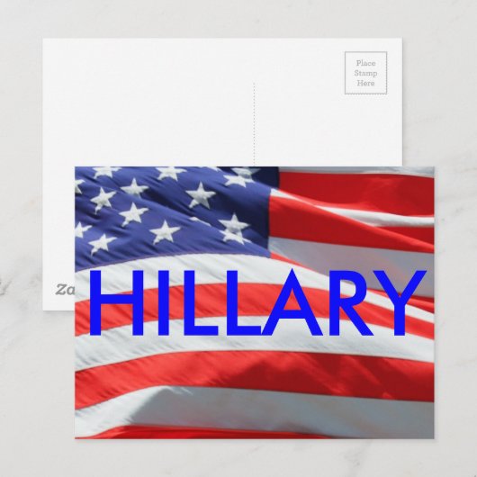 Hillary Running for President, Amerikaanse vlag Briefkaart (Voorkant / Achterkant)