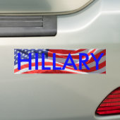Hillary Running for President, Amerikaanse vlag Bumpersticker (Op auto)