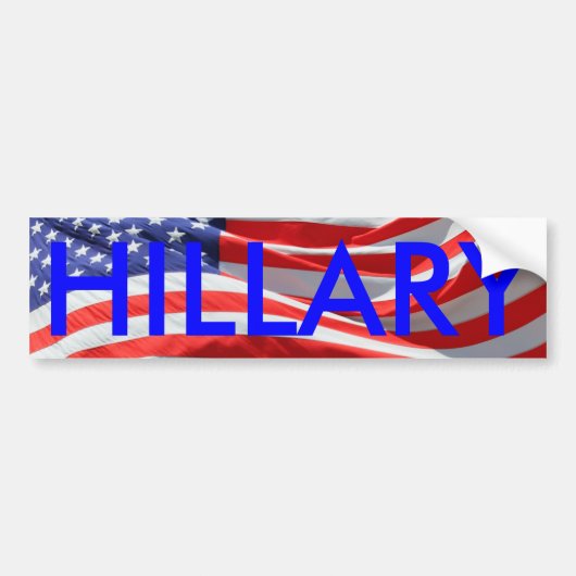 Hillary Running for President, Amerikaanse vlag Bumpersticker (Voorkant)