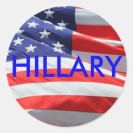 Hillary Running for President, Amerikaanse vlag Ronde Sticker