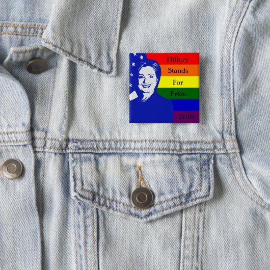 Hillary strengen voor Pride Vierkante Button 5,1 Cm (In situ)