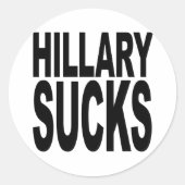 Hillary Sucks Ronde Sticker (Voorkant)
