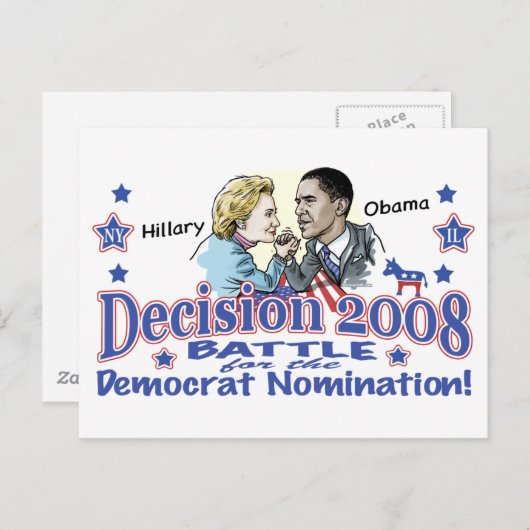 Hillary versus Obama Briefkaart  (Voorkant / Achterkant)