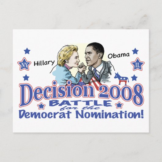 Hillary versus Obama Briefkaart (Voorkant)