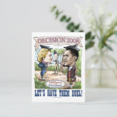 Hillary versus Obama Briefkaart  (Staand voorkant)