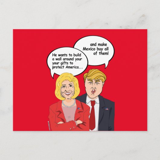 Hillary versus Trump Birthday Kaart - Een muur om  (Voorkant)
