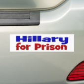 Hillary voor gevangenisrood en blauw bumpersticker (Op auto)