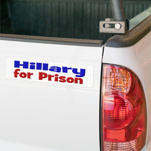 Hillary voor gevangenisrood en blauw bumpersticker (Op Truck)