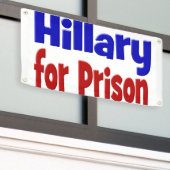 Hillary voor gevangenisrood en blauw spandoek (Buitenkant Gebouw)