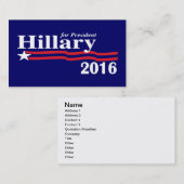 Hillary voor President 2016-Visitekaartjes Visitekaartje (Voorkant / Achterkant)