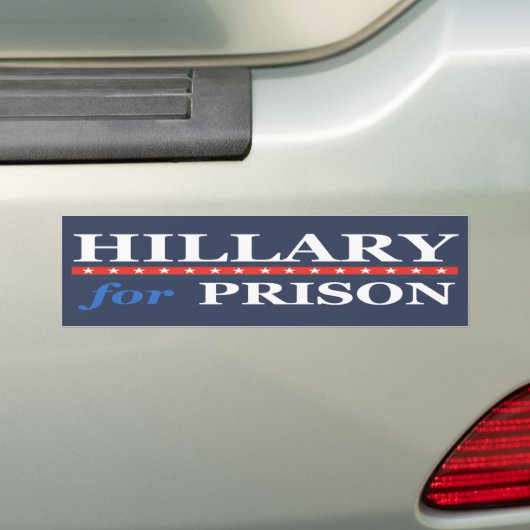 HILLARY VOOR PRISON BUMPERSTICKER (Op auto)