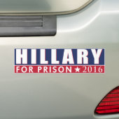 HILLARY VOOR PRISON CLINTON JAIL BUMPERSTICKER (Op auto)