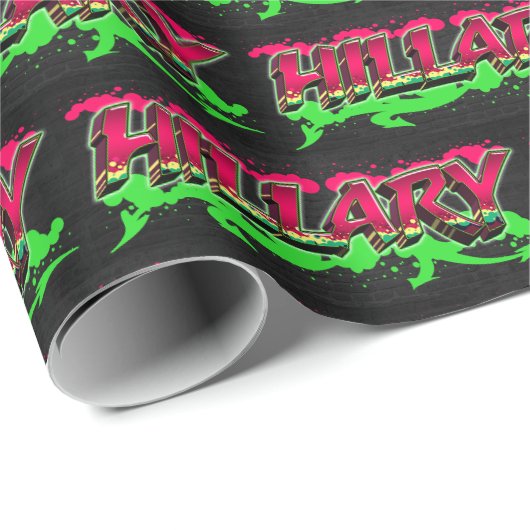 Hillary Vorname Name Graffiti red green Cadeaupapier (Rol Hoek)