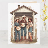 HILLBILLY BANJO GRAPPIGE VERJAARDAGSKAART KAART (Gele Bloem)