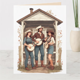 HILLBILLY BANJO GRAPPIGE VERJAARDAGSKAART KAART