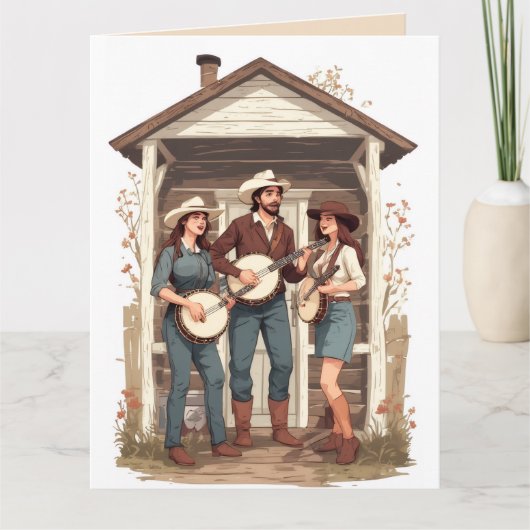 HILLBILLY BANJO GRAPPIGE VERJAARDAGSKAART KAART (Voorkant)
