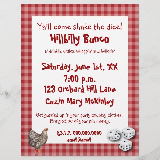 HIllbilly Bunco Flyer (Achterkant)