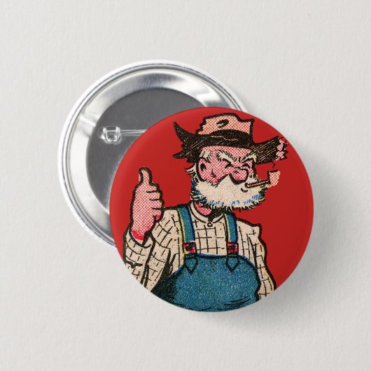 Hillbilly Farmer Thumbs-Up! Ronde Button 5,7 Cm (Voorkant /achterkant)