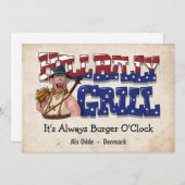HillBilly Grill Denemarken Wenskaart. Feestdagenkaart (Voorkant / Achterkant)