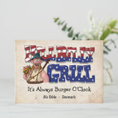 HillBilly Grill Denemarken Wenskaart. Feestdagenkaart (Staand voorkant)