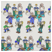 Hillbilly Jug Band Musicians Fabric Stof (Swatch)