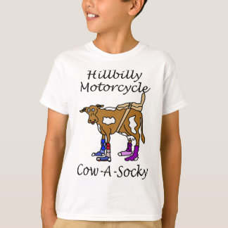 Hillbilly Motorcycle Funny Cow Gift Cow A Socky T-shirt