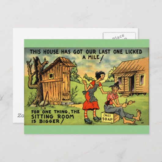 Hillbilly Outhouse Funny  Comic art Briefkaart (Voorkant / Achterkant)